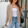 BITCED Autumn/Winter Women's Solid Colour Zip-Up O-Neck Knitted Cardigan