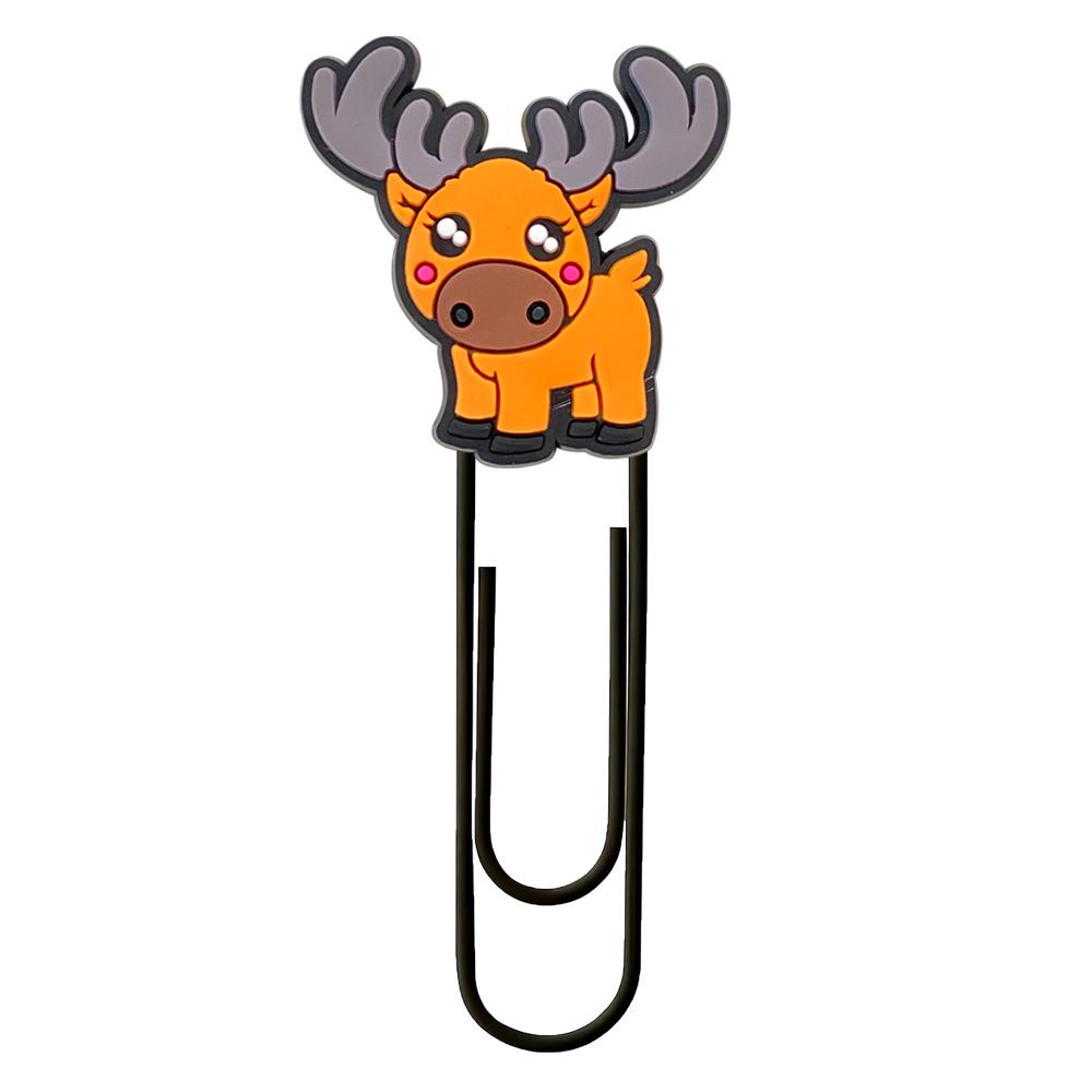 20 Cute Cartoon Animal PVC Paper Clips - U-Shaped Large Clips and Bookmarks for Office Supplies