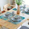 4PC Teal Placemats Turquoise Blue Thick Place Mats Decorative Peacock Table Mat For Dining Table Kitchen Home Decor