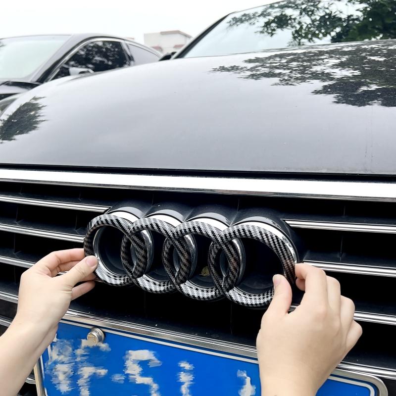 F2 Q5 2013-2023 4 Ring Logo ABS Directly Covered Emblem Car Hood Front Grill Rear Trunk Emblem Badge Q5 Refit Accessory 3A