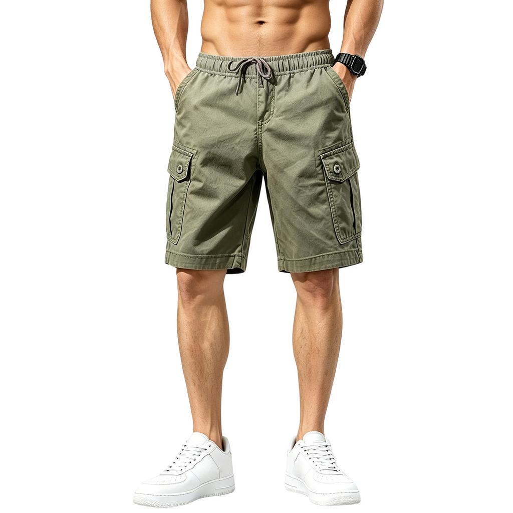 Pantaloncini Cargo da Uomo con Tasche Multiple Casual Vestibilità Larga Lunghezza Media per Esterno Estivo