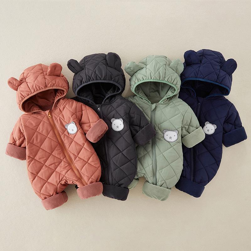 Winter-Outfit für Säuglinge und Kleinkinder, verdickte, mit Kapuze, Baumwolle gefütterte Jacke, Mantel, Neugeborene Jungen und Mädchen, Baby-Herbst- und Winteranzug