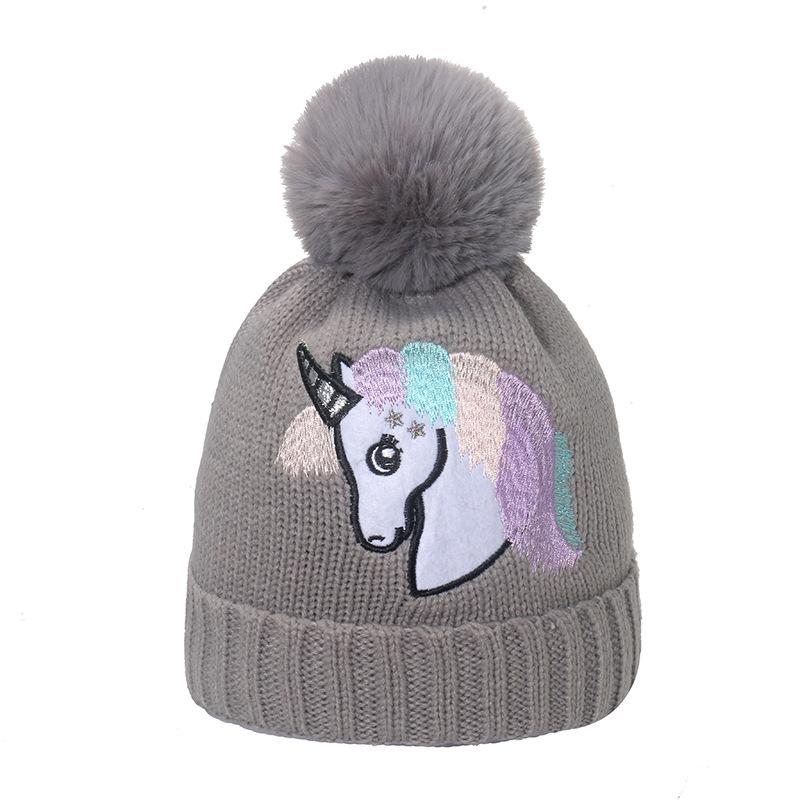 Winter Hat Children Autumn and Winter Warm Wool Hat Cute Ear Hat Unicorn Embroidery Knitted Hat Women 2025