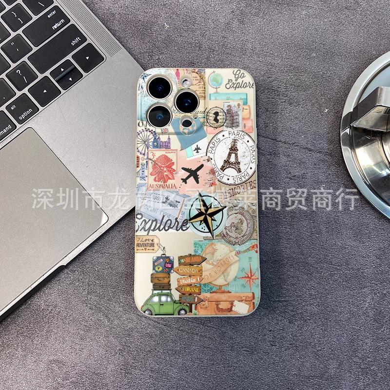 Aircraft collage for iPhone15 mobile phone case 14PROMAX all-inclusive 13 anti-drop 16/15 protective case 17