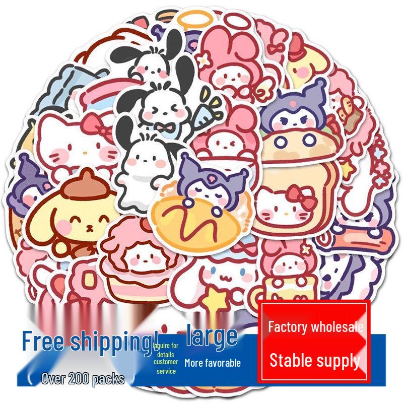 100 Милых Мультяшных Наклеек Sanrio для Дневников, Телефонов, Бутылок для Воды и Тетрадей