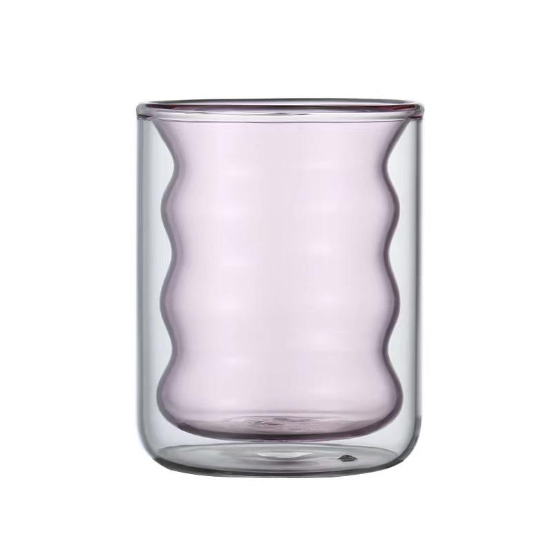 Colored Double-Walled Spiral Glass Cup: Ideal for Milk, Coffee, Mousse, Juice At Home or Office.