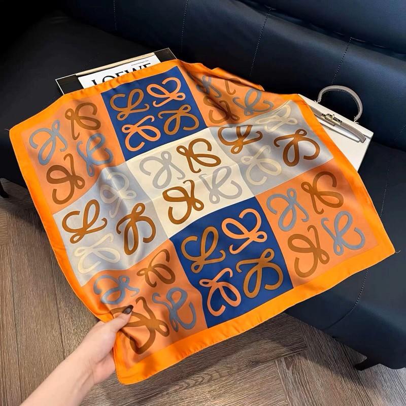 70x70cm Lightweight Cotton Silk Square Scarf With Boho Floral Print Breathable Neck Wrap Women