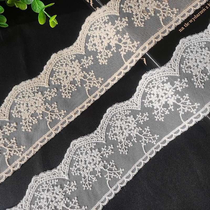 3Meters/lot 6.7cm wide white beige snowflake mesh embroidery lace children's clothing home textile women's clothing skirt decoration accessories