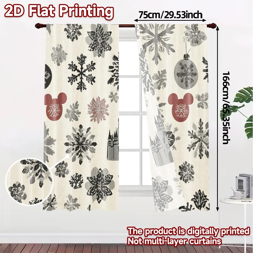 2pcs,Curtains Castle Christmas Tree Snowflakes Fashionable Modern Curtains 100% Polyester Curtains Art Deco Festive Ldeal for