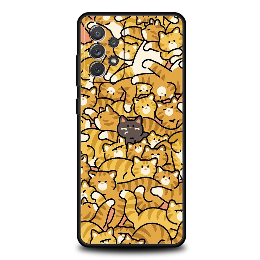 Cartoon Cats Background Phone Case For Samsung Galaxy A51 A71 A41 A31 A21S A11 A01 A03S A13 A23 A33 A53 A73 5G A12 A32 Cover