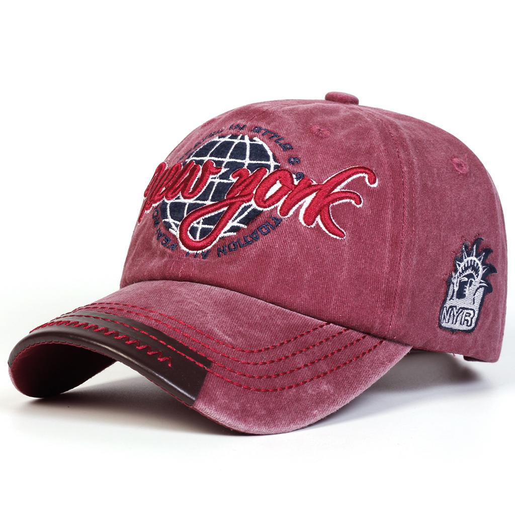 Herren NEW YORK Letter Stickerei Gewaschene Baseballkappe Vintage Hut Outdoor Verstellbar Sonnenschutz Freizeitkappe Frühling Herbst Reise Tourismus Strandurlaub