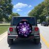 Vibrant Abstract Floral Art Car Tire Cover, Universal Fit For SUVs, Trucks, And Sedans, Polyester Material, Featuring Deep Purpl