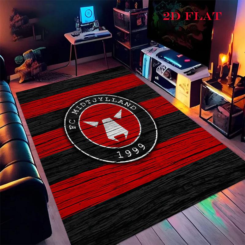 FC Midtjylland Logo Carpet Rug for Living Room Bedroom Home Sofa Decoration,Kids Play Nonslip Floor Mat