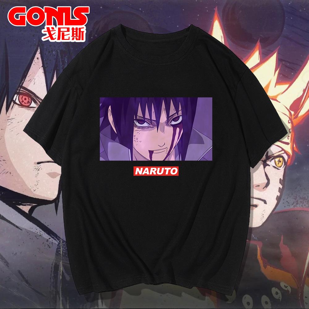 Naruto Short-sleeved T-shirt Men's Japanese Animation Joint Trendy Brand Trend Loose Cotton Top Teen Half-sleeved