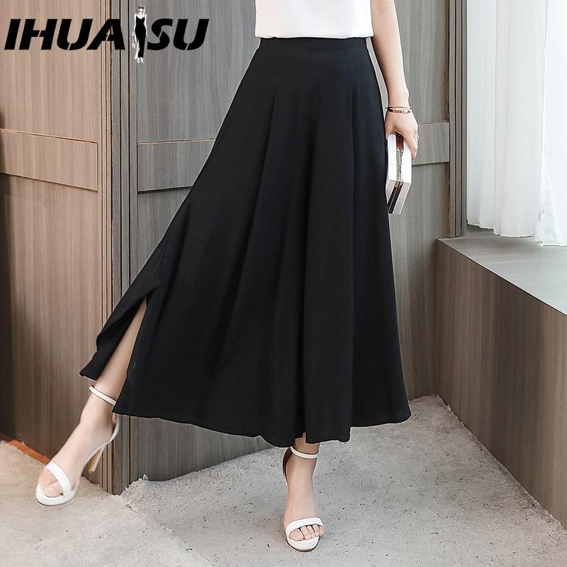 IHUASU 10 Color Summer Plus Size Wide Leg Pants Women Loose Bohemian Summer High Waist Trousers Female Pants XL-4XL