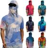 Herren Sommer Camouflage Farbverlauf Trocknendes Kurzarm-T-Shirt, Sonnenschutzkleidung, Angeln, Fitness, Sport, Kapuzen-Kurzarmshirt