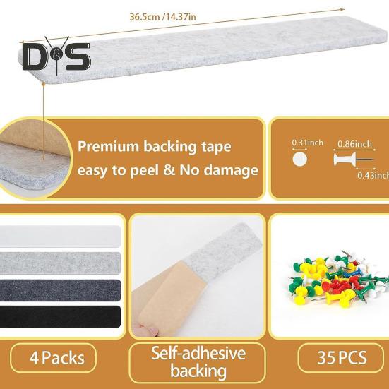 8 stk Filt Meldingstripe Selvklebende DIY Oppslagstavle Nål 35 Tegnestifter Skole Hjem Veggdekor Klistremerker