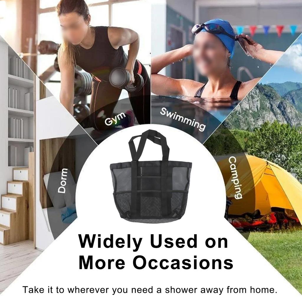 1pcs Mesh Portable Storage Bag Hanging Shower Toiletry Bag Swimming Storage Bag Outdoor Travel Storage Bag Bathroom Accessories