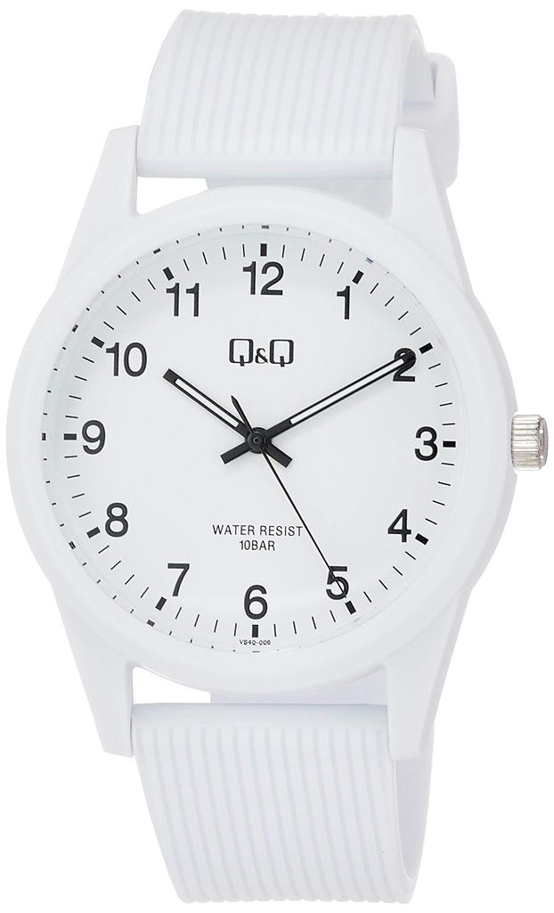 Citizen Q&Q VS40-006 Analog Waterproof Wristwatch with Urethane Strap, White