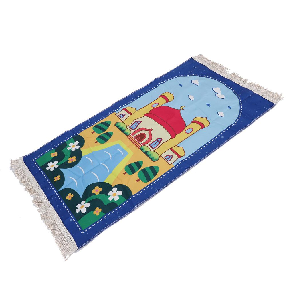 Kids Pray Rug Thick Mat Soft for Women Men Children Meditation with Tassel Pray Beads Pendant Storage Cylinder