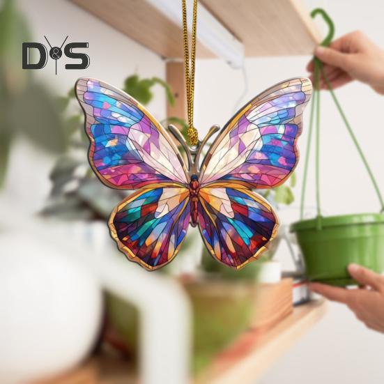 Akrylová barevná závěsná dekorace motýl Oboustranný interiér Venkovní vánoční stromeček Nástěnný závěsný přívěsek zvířátka