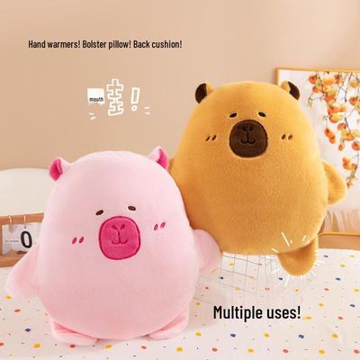 Winter Capybara Hand Warmer Plush Toy: Cute Anti-Freeze Hug Pillow for Students