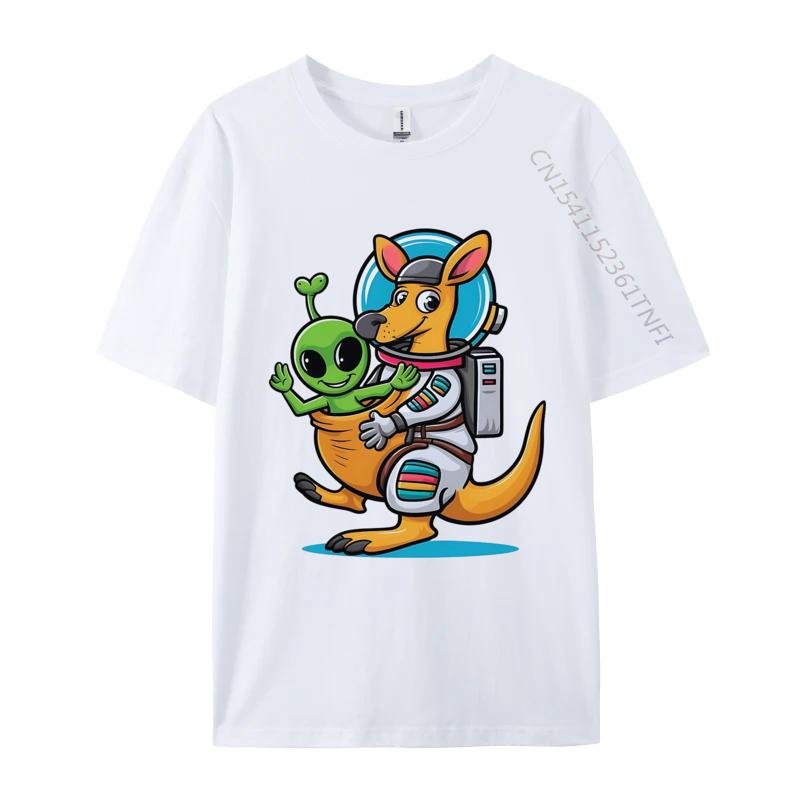 

Astronaut Kangaroo TShirt Funny Gift TShirt Cute Personalized Top Tshirts Cotton Men Black Shirt Graphic Tees S