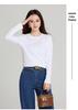 Women's Pima Cotton Long-Sleeve Round Neck T-Shirt - Stylish & Versatile Base Layer for Autumn/Winter