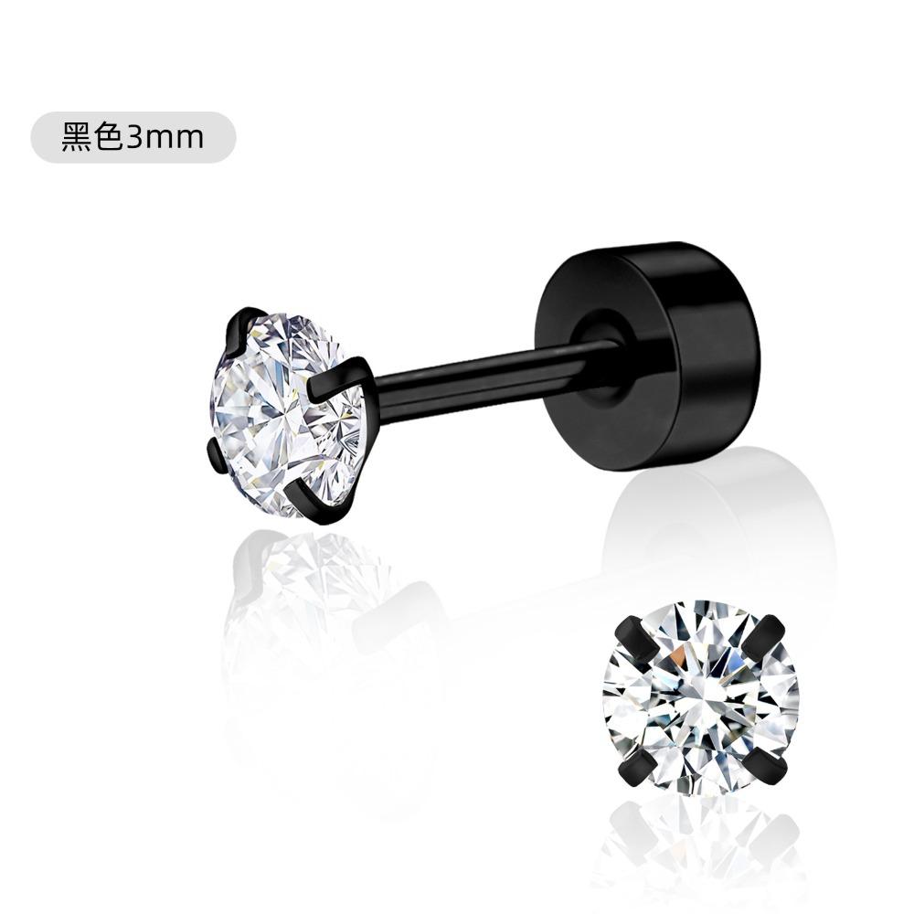 Modisch Einfach Glänzend 5A Zirkon Edelstahl Kreis Steckerohrringe für Männer Frauen Hip-Hop Punk Ohrknochen Piercing Schmuck Geschenke