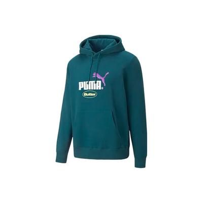 Puma X Butter Goods Logo Potisk Volná Mikina Unisex Vrcholy Jezerně Zelená 532438-40