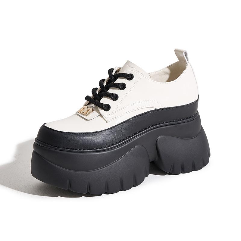 Inner Heightening Loafers Women's 2025 Spring New Black Small Fragrant Single Shoes Versatile Platform British Small Leather Shoes