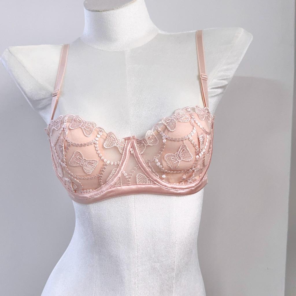Women's Summer Thin Lace Gathers The Pair of Milk To Prevent Droop Rabbit Ear Cup Underwear