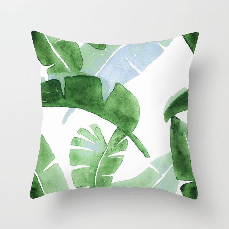 Fashionable Tropical Plant Polyester Pillowcase Office Fabric Sofa Cushion Cover Home Peach Leather Velvet Pillowcase