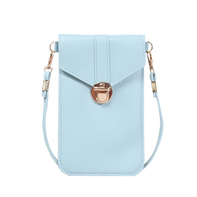 women's tide lock slung pu leather touch-screen mobile phone wallet female retro student buckle small wallet
