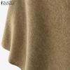 ZANZEA Autumn Women Turtleneck Long Sleeve Irregular Casual Knitted Cloak Sweaters Jumpers