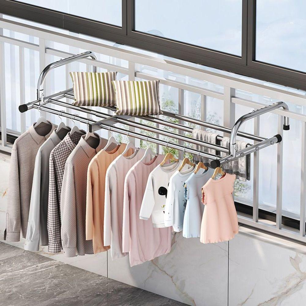 Масштабируемая сушилка для одежды из нержавеющей стали напольная с подвесной перекладиной для балкона регулируемая 50-158 см органайзер для одежды стойки 50-86cm 6880₽