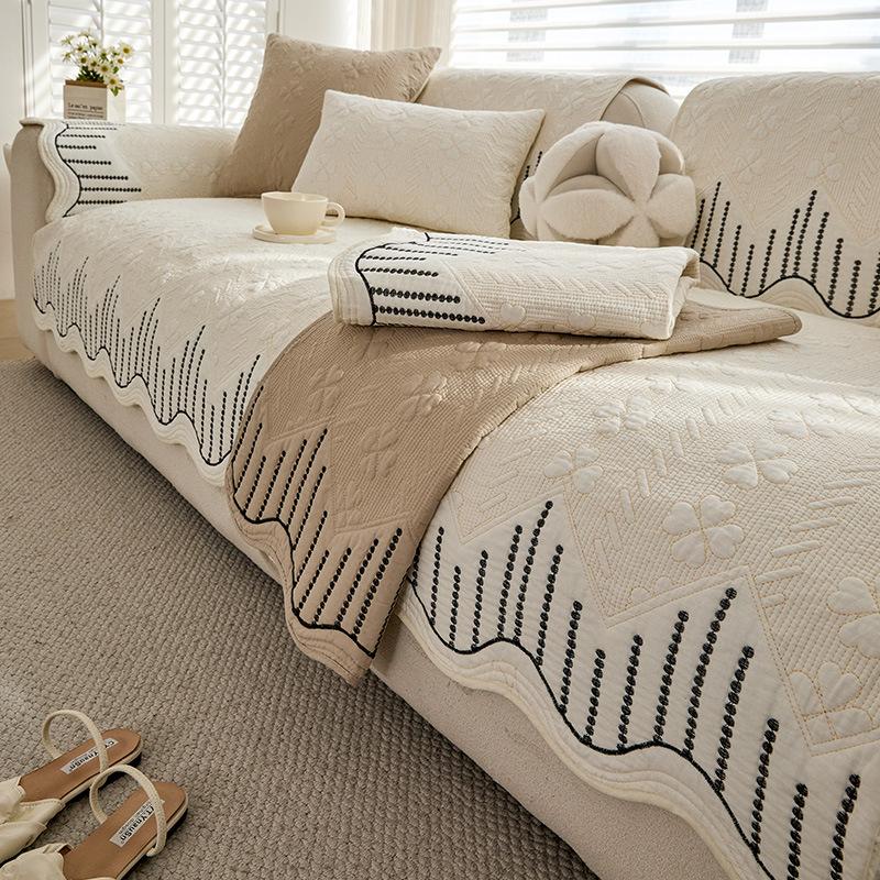 New Pure Cotton Sofa Cushion Cotton Fabric Non-Slip Seat Cushion All-Inclusive Sofa Cover Cover Cloth Towel For All Seasons