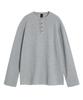 BRENSON (Waffle) Loose Fit Waffle Henley Neck Long Sleeve Tee (4 Colors)