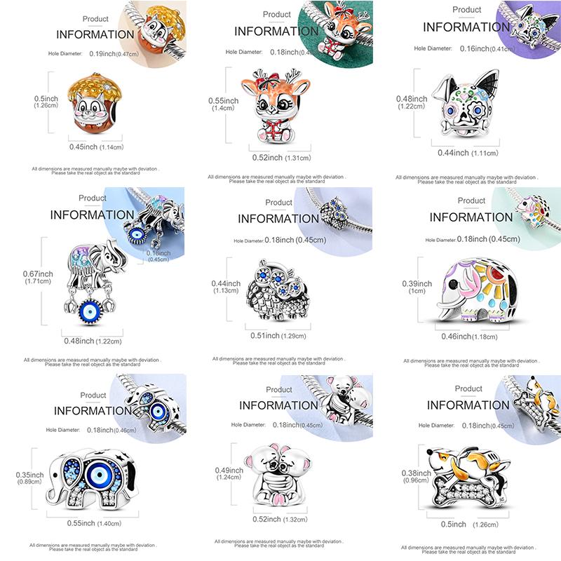 Copper Frog Fox Etc Heart-Shaped Gemstone Decoration Charms Fit Original Bracelet Women Jewelry Girl Making Beads