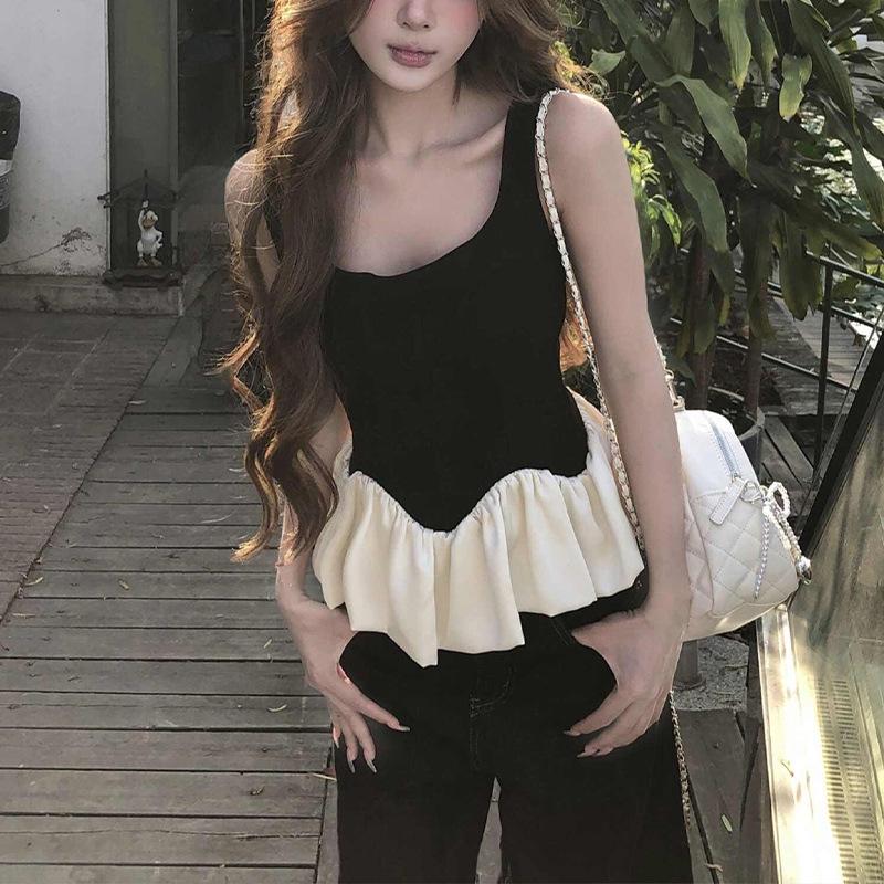 Pure Desire Color Block Ruffle Camisole - Women s 2026 Summer Sleeveless Top One Size