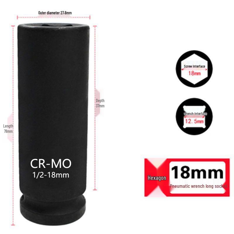 1/2'' Electric Wrench Hex Socket, 8cm, 34-46mm, Repair Tool