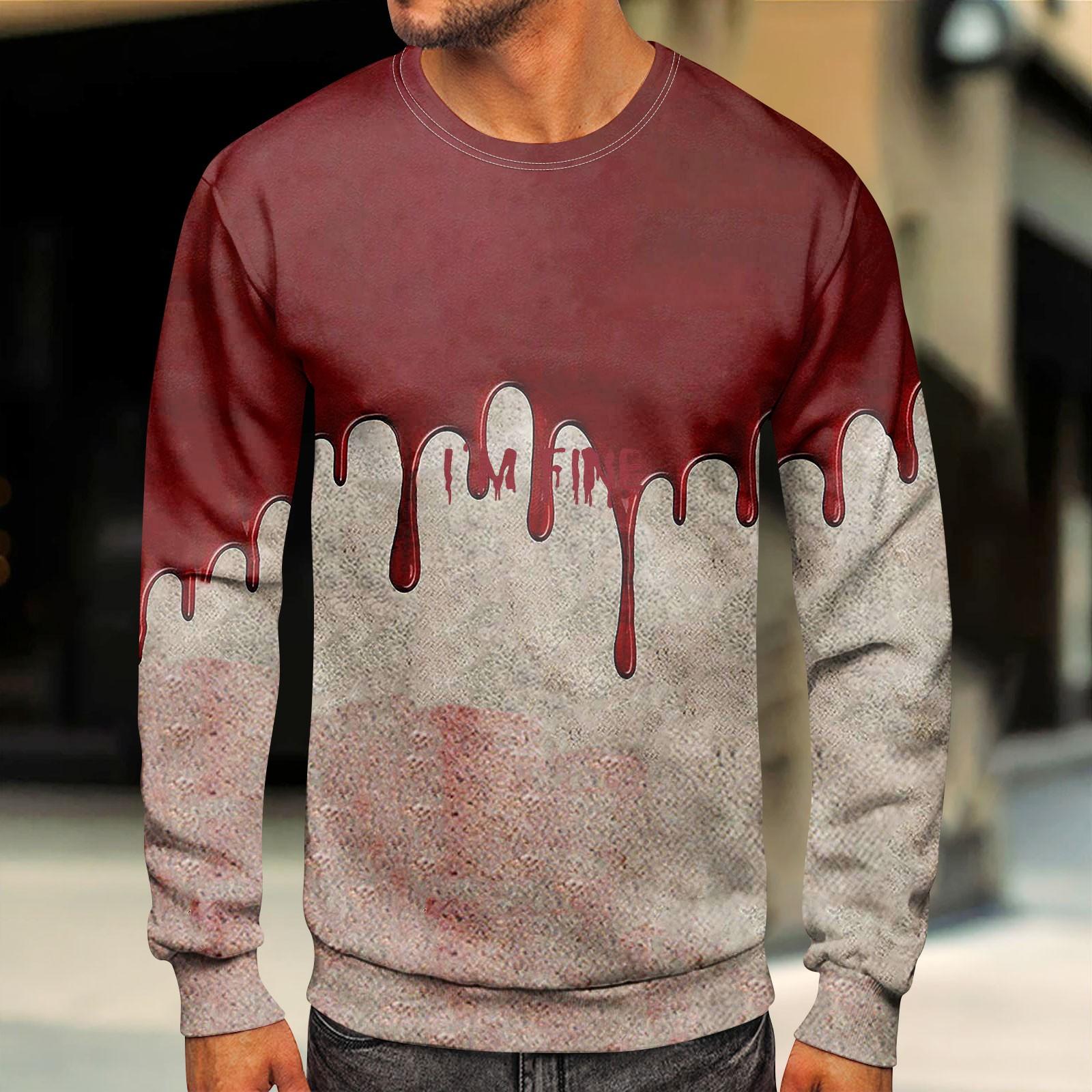 

Мужская толстовка с принтом на открытом воздухе, свободная с длинными рукавами и этническим принтом XXXXL винный