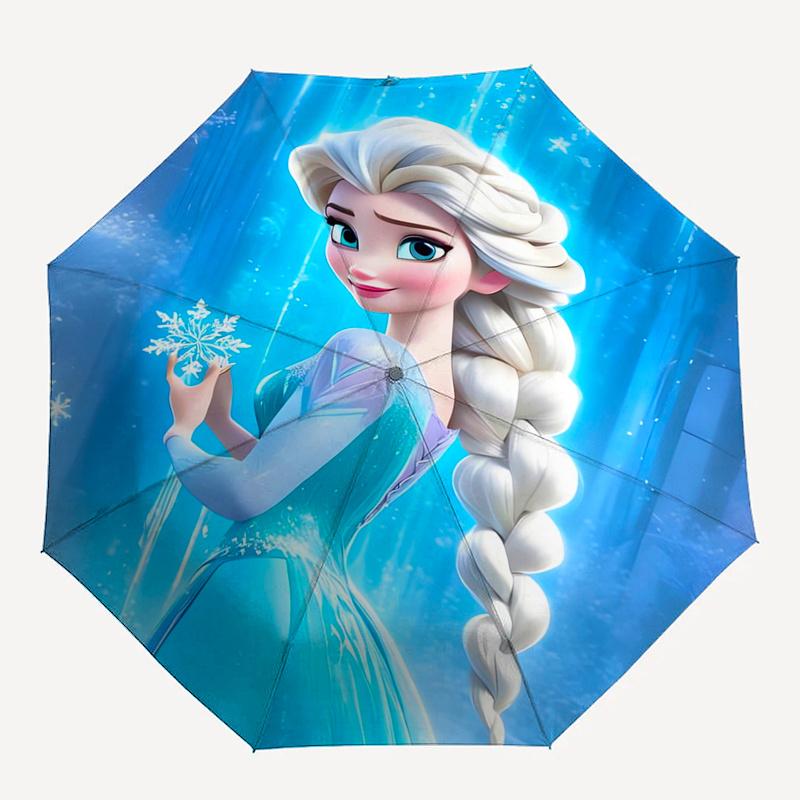 Elsa, Snowflake Automatic Opening and Closing Umbrella, Compact Travel Umbrella, Lightweight and Portable, Suitable for Beach Commuting Busi