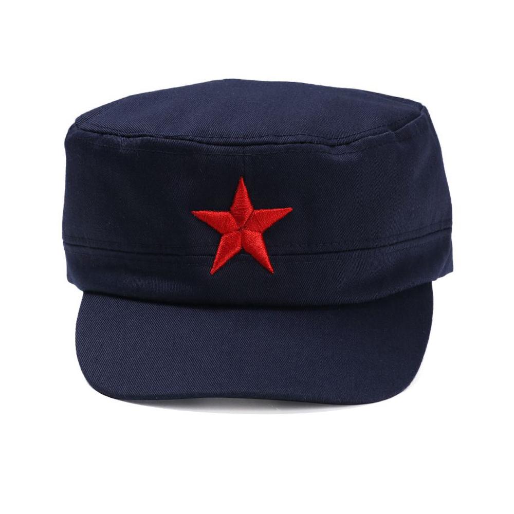 Unisex Cotton Men Cap Spring Summer Beach Outdoor Street Street Cool Church Sunhat Flat Top Hat With Red Star Dropshipping