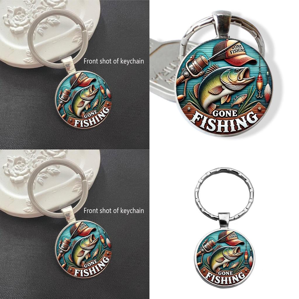 Modern Minimalist Glass Keychain With Fish Pattern Jewelry For Gift Giving