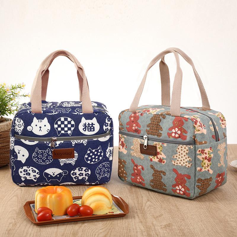 Canvas Lunch Bag For Office Workers With Thickened Handle And Style For Daily Use
