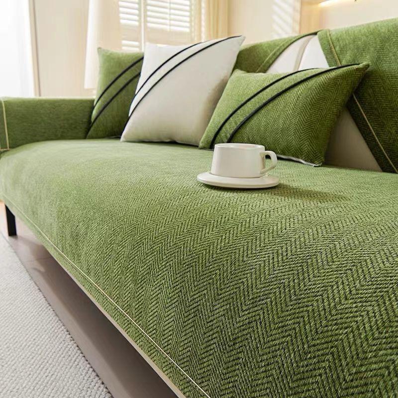 New Chenier Sofa Cushion Cover Pad, High-Grade Slippery Seat Cushion, Four-Season Universal Straight Sofa Cover Cloth