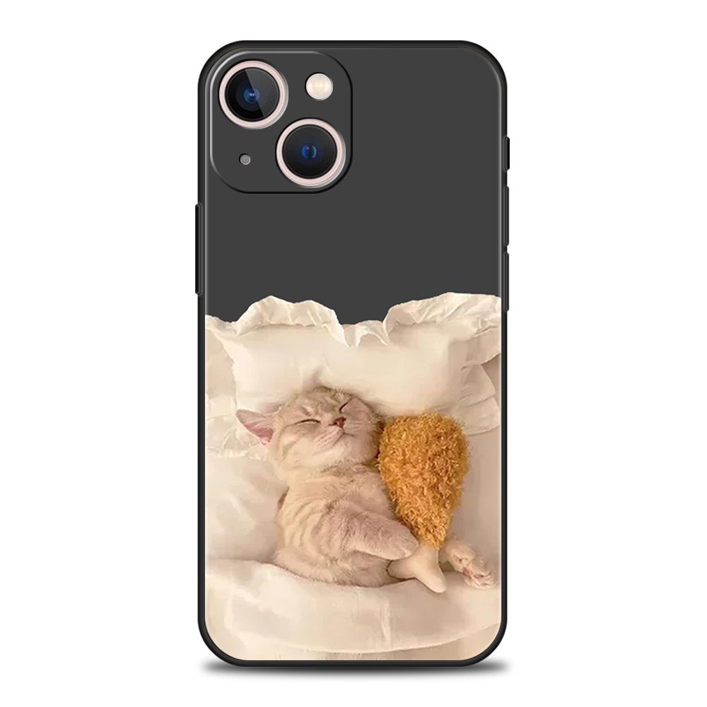 Healing Cute Cat Collection Phone Case for iPhone 17 16 15 14 13 12 11 Series Pro Max Plus Double Layer Protection