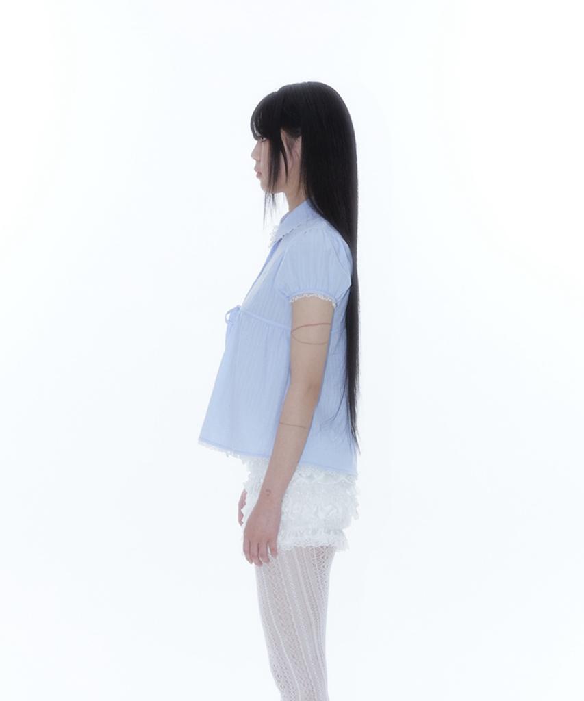 Kasiko Puff Sleeve Lace Shirt Blue