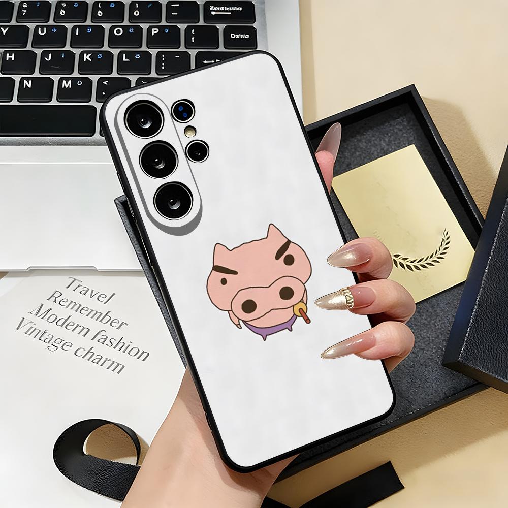 Buriburizaemon Pig Phone Case For Samsung S26 S25 S24 FE S23 S22 S21 Plus S20 Ultra Note20Ultra Black Soft Shell